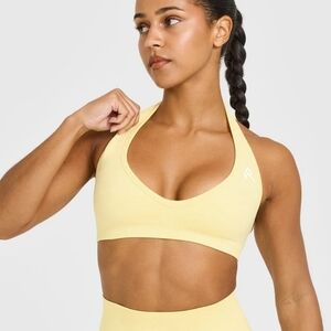 NWT Oner Active Effortless Seamless Halter Neck Sports Bra - Sherbet Yellow, XS